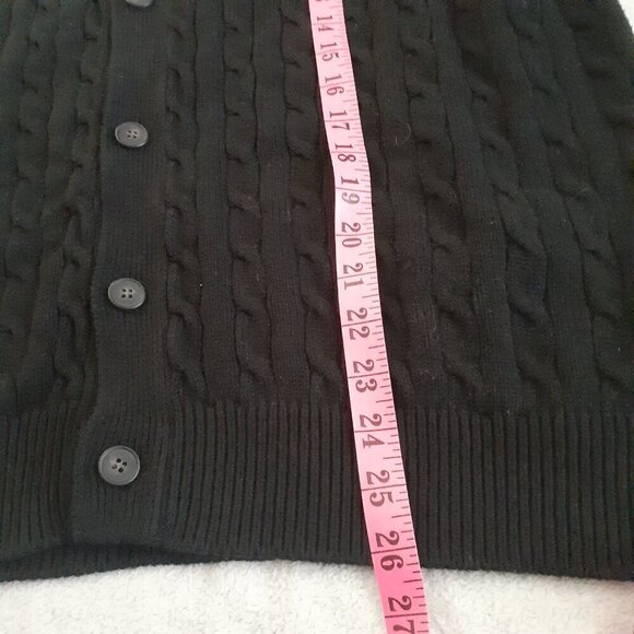TakeEasy Men's Size Medium Black Raccu Cable Knit Button Up Korean Brand Vest - Picture 13 of 13